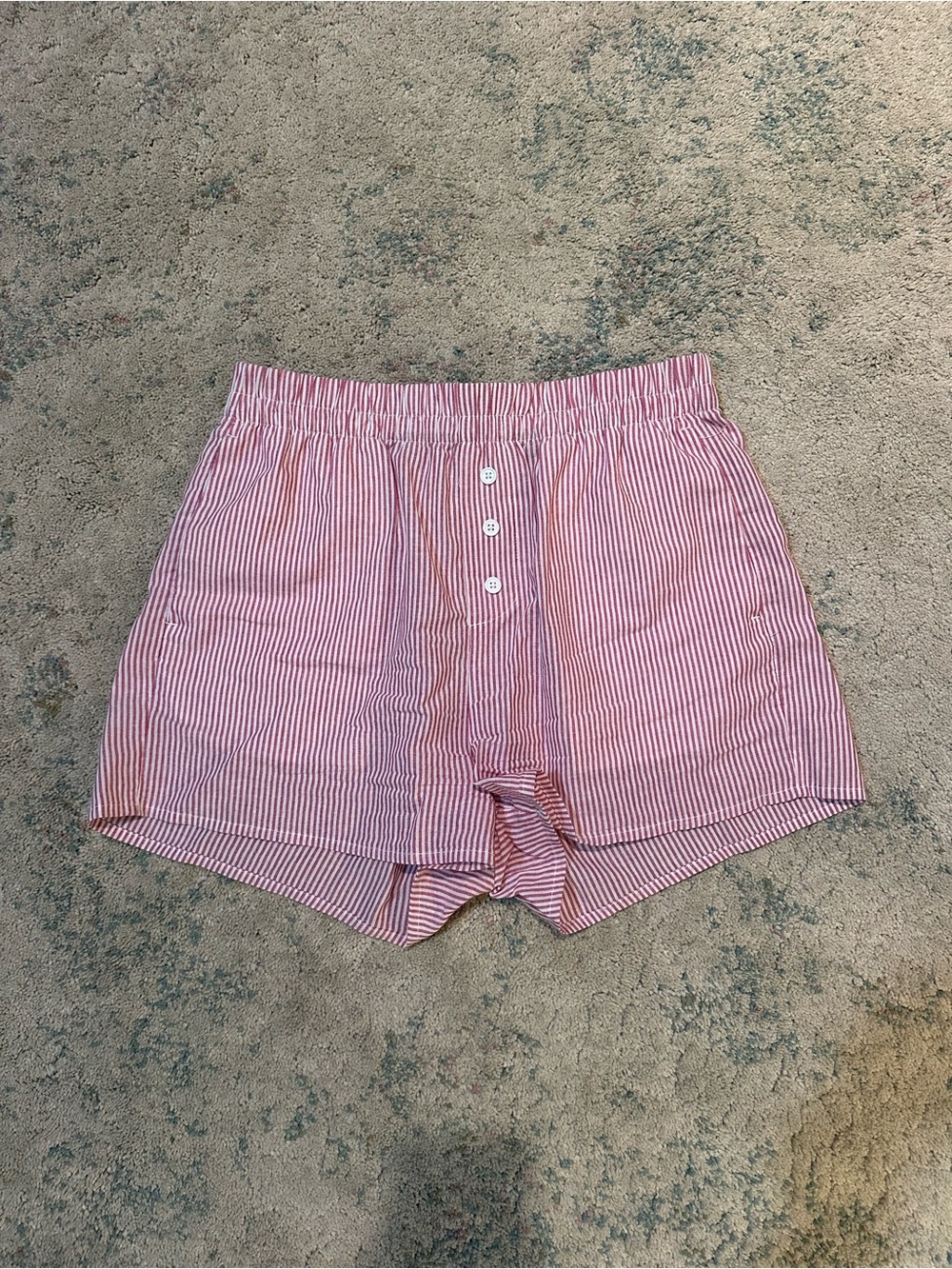 Striped red Women’s Shorts with Button Front